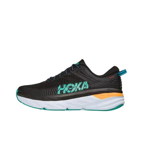 HOKA ONE ONE Bondi 7 Противоскользящий Устойчивый к износу Дышащий Легкий Низкий Топ Беговые кроссовки Мужской Черный