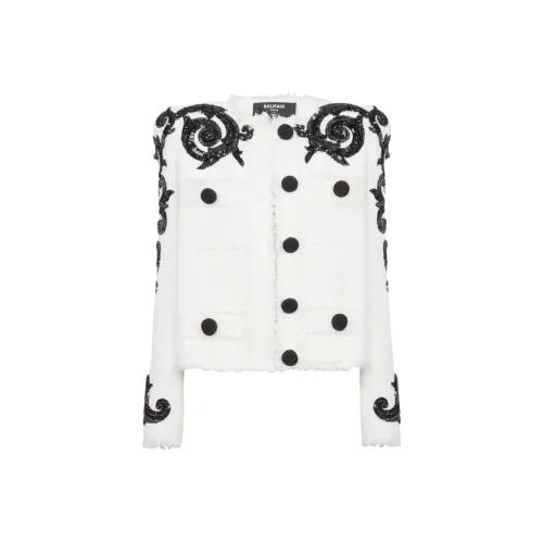 BALMAIN FW23 Куртки и пальто Женские Белые