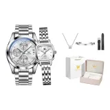 Сырой Белый Комплект для пары [Коробка + Ожерелье + Браслет + Кожаный ремешок]