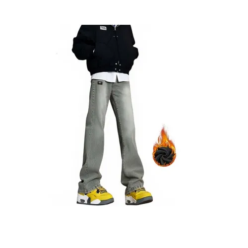 FALIAMS Зимние утолщенные и с флисовой подкладкой джинсы унисекс