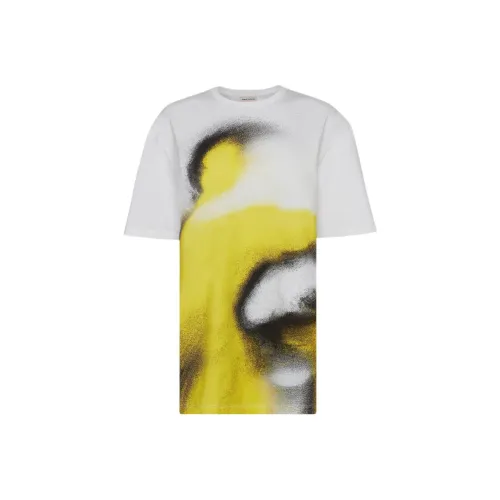 Alexander McQueen FW22 Рукав с оборванным плечом T-рубашка Женская Желтая Белая