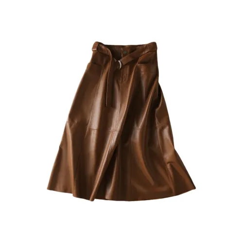 LOUGHNEA Шампанское Женские Кожаные Длинные Юбки