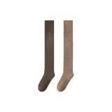 Удлиненные [2 упаковки/Утолщенный кашемир/Носки выше колена] Темно-кофейный + Светло-кофейный