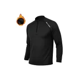 Made in Germany Флисовая подкладка Круглый вырез Длинный рукав - Черный (с флисовой подкладкой) с логотипом