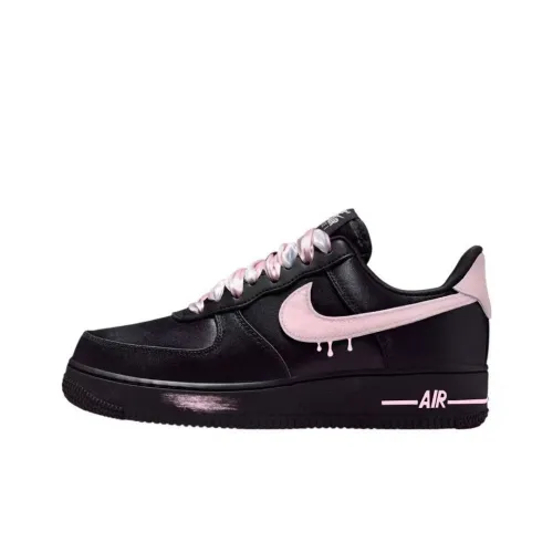 Nike Air Force 1 Розовый Красота Амортизация Износостойкий Низкий Топ Скейтборд Кроссовки Унисекс Черно-розовый