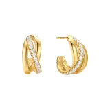 Серьги-гвоздики с камнем в форме обернутой волны