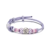 Фиолетовый туманный браслет из серебра 999 пробы с подвеской в виде знака зодиака "Змея"