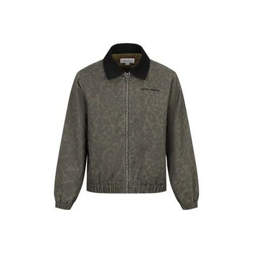 URBAN REVIVO Темный кофейный коричневый с принтом мужские куртки