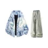 Синие + Желтые Грязные Джинсы с Флисовой Подкладкой