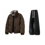 Кофейный + Черный Джинсы с флисовой подкладкой