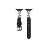 Черный с белыми цветами, пряжка [Только ремешок]