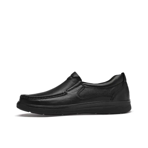 JX Slip On Повседневные кожаные туфли Мужские Черные