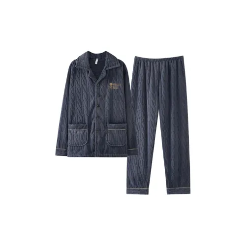 QINJING Синий Мужской Пижамный Комплект