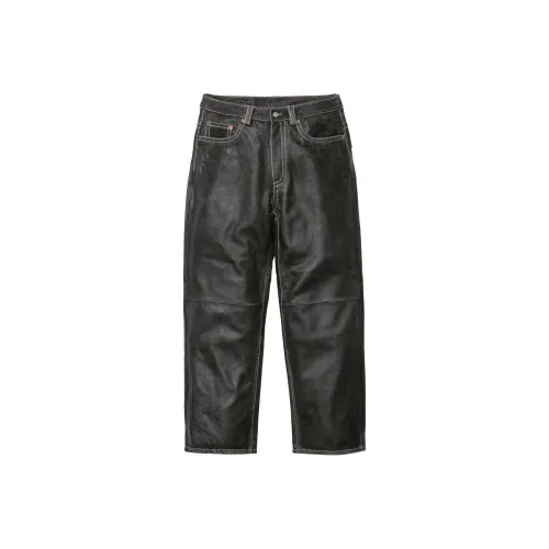 Supreme Fw25 WEEK13 Свободный крой Кожа Брюки Кожаные штаны