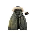 Светлый армейский зеленый (съемный, с капюшоном, меховой воротник)