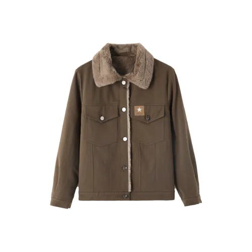 Mo Han Yi Mei Куртки Пальто Женские Кофе