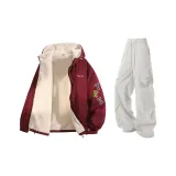 Бургундский + Светло-серые штаны