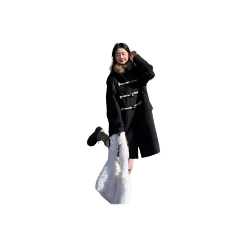 WICK BUEN Черное пальто для женщин с подкладкой