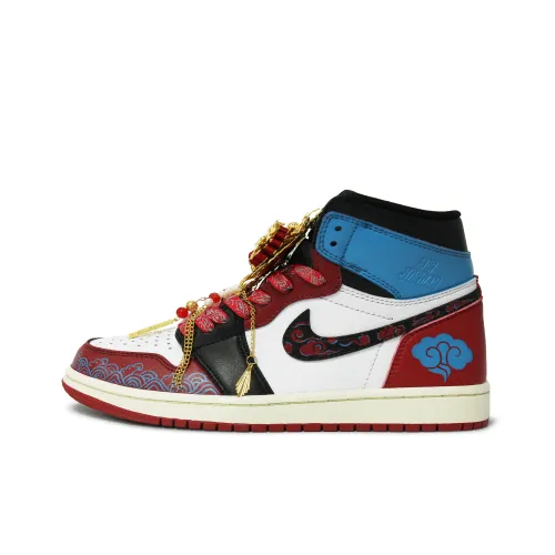 Jordan Air Jordan 1 Walking Planet Красный Золото Dragon Амортизация High Top Винтажные баскетбольные кроссовки Мужские