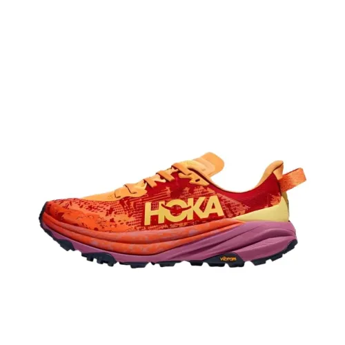 HOKA ONE ONE Противоскользящий Износостойкий Легкий Низкий Топ Беговые кроссовки Женские Красный Оранжевый