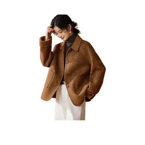MOHANYIMEI Осенний Коричневый Кофейный Женский Пальто