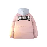 Розовый с серым в клетку, с капюшоном