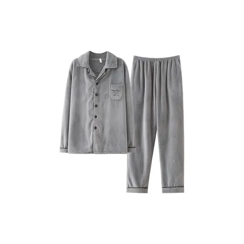 QINJING Серый Мужской Пижамный Комплект