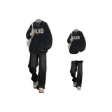 Флисовая подкладка, черный свитшот + черно-серые джинсы K109 [2 упаковки]