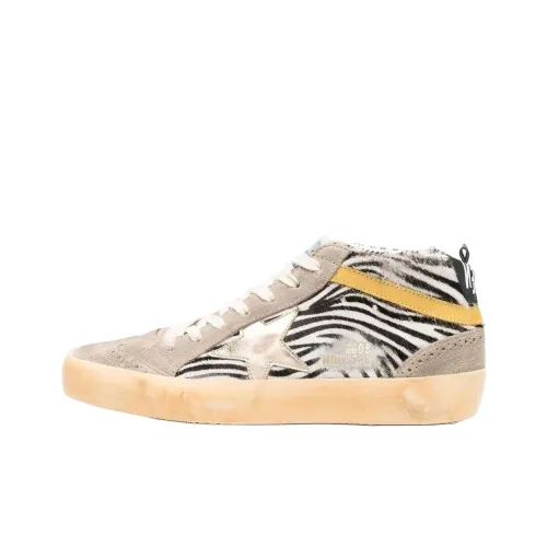 Golden Goose MID Топ Скейтборд Кроссовки Женские Черный Белый Потертый