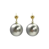 Серые роскошные премиальные серьги-подвески с жемчугом