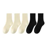 [5 пар] Молочно-белый 3 + Черный 2