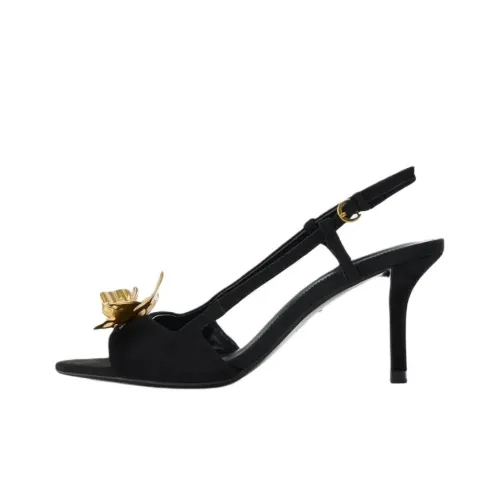 ZARA Collaboration One Ремень Сандалии 8,5 см Женские Черные