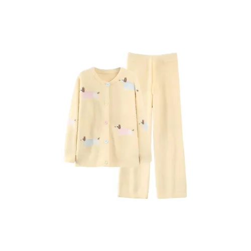 XIAOLIZI Желтый Основа Розовый Такса Женские Пижамные комплекты