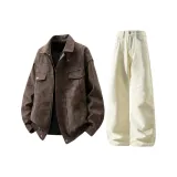 Кофейная куртка + абрикосовые штаны