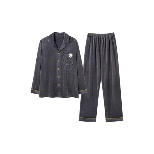 MAKEGONGZHU WZTR95861 Щенок Вышивка Островной бархат Мужской Мужской Пижамные комплекты