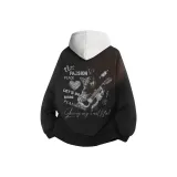 Черный [8870 Куртка] (В комплекте с высококачественным тяжелым бело-серым свитшотом с фотокемией)