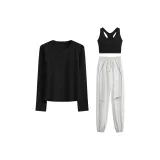Черный с длинными рукавами, комплект из трех предметов (белые штаны)