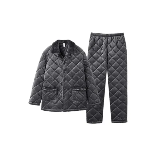 FAVMARTHA Dark Gray Men's Pajama Sets FAVMARTHA Темно-серый Мужские Пижамные Комплекты