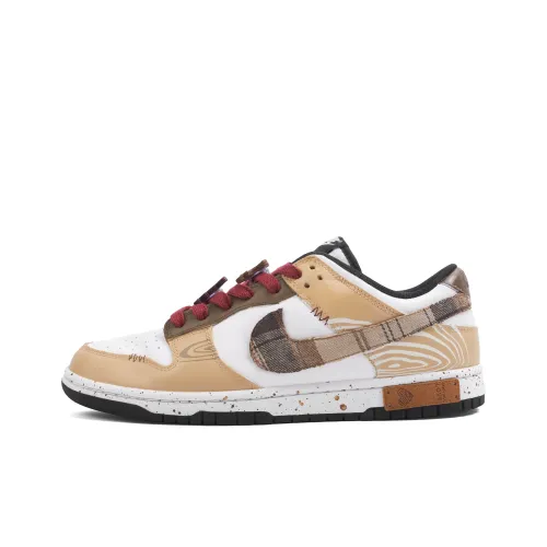 Nike Dunk Abrasion Resistant Низкие Кроссовки для скейтбординга Унисекс Бежево-желтые