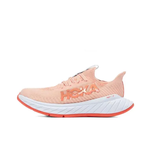 HOKA ONE ONE Carbon X3 Амортизаторы Slip-резистентные устойчивые к истиранию Низкий топ Беговые кроссовки Женские Розовый Синий