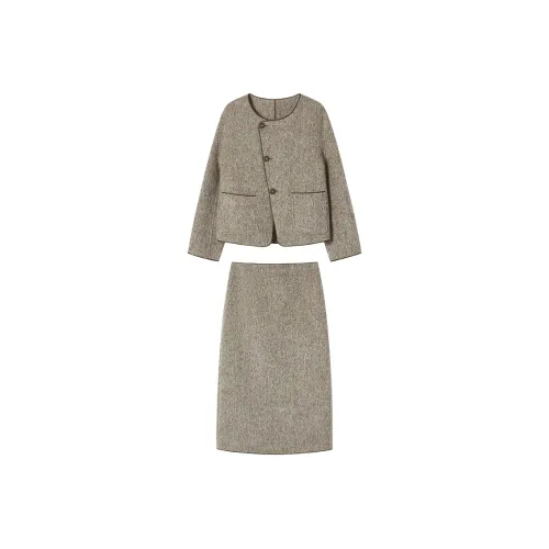 SHANGJING Комплект с юбкой Женские Кофейно-бежевый Два тона