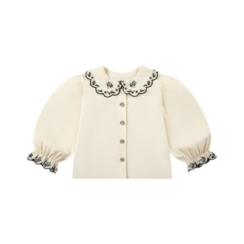 Happyology Миндальный Белый Предшкольные Повседневные Рубашки