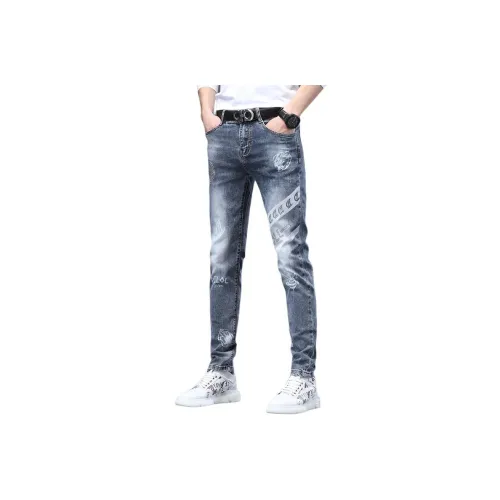 CHAOZHANGGUI Светло-синие мужские джинсы