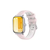 Розовый Белый-Сетка Двухцветный Силиконовый Ремешок с Застежкой + Серебряный Соединение