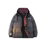 Серый с черным в клетку, капюшон