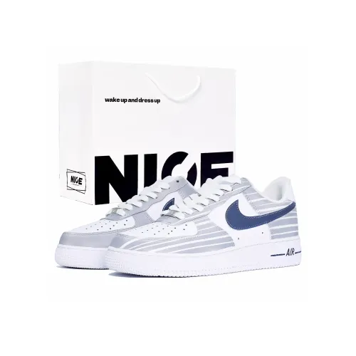Nike Air Force 1 Устойчивые к истиранию Дышащие Кроссовки для скейтбординга с низким верхом Унисекс Синий и Белый
