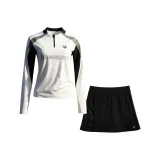 Белый комплект (белый топ + черная короткая юбка)