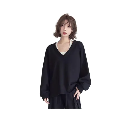 Langqing Черный Женский Свитшот