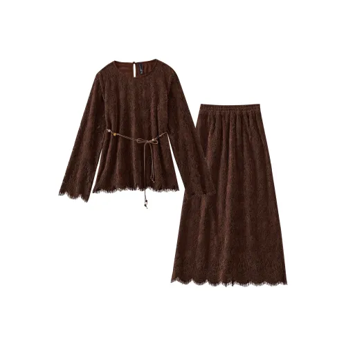 OUNIXUE Кофе Женские Комплекты с Юбкой