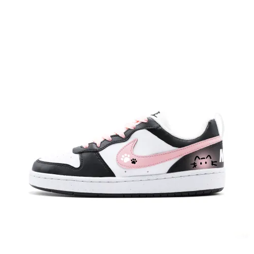 Nike Court Borough Кошачья лапа Противоскользящий Устойчивый к истиранию Низкий Топ Детские Скейтбординги Розовый Черный